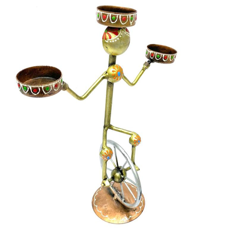 Unicycle Performer Tea Light Holder Light Up Your Beautiful Space Décor Tamrapatra
