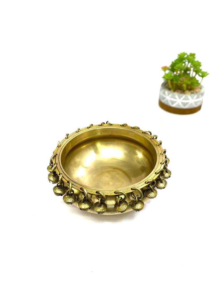 Brass Urli Stand Stand With Bells Ghungroo Traditional Pots From Tamrapatra