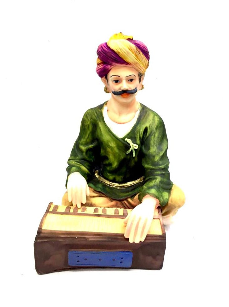 Indian Male Villager Playing Harmonium Exclusive Showpiece From Tamrapatra