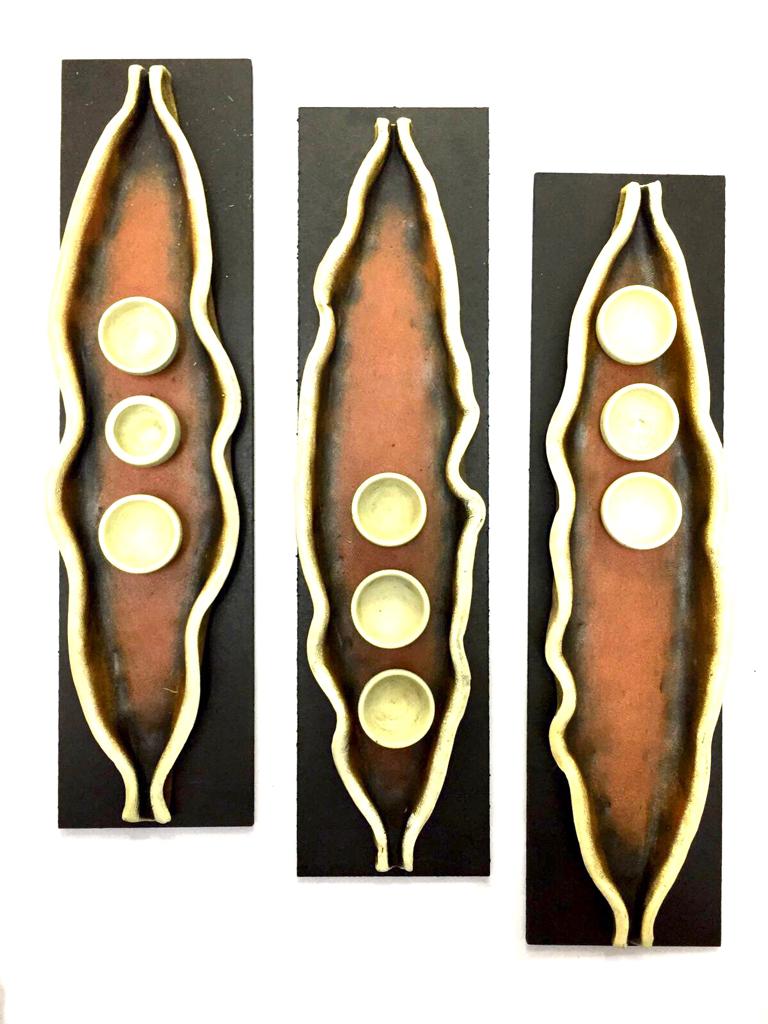 Brown Votives On Nature Inspired Leaf Wall Décor Hanging New Tamrapatra