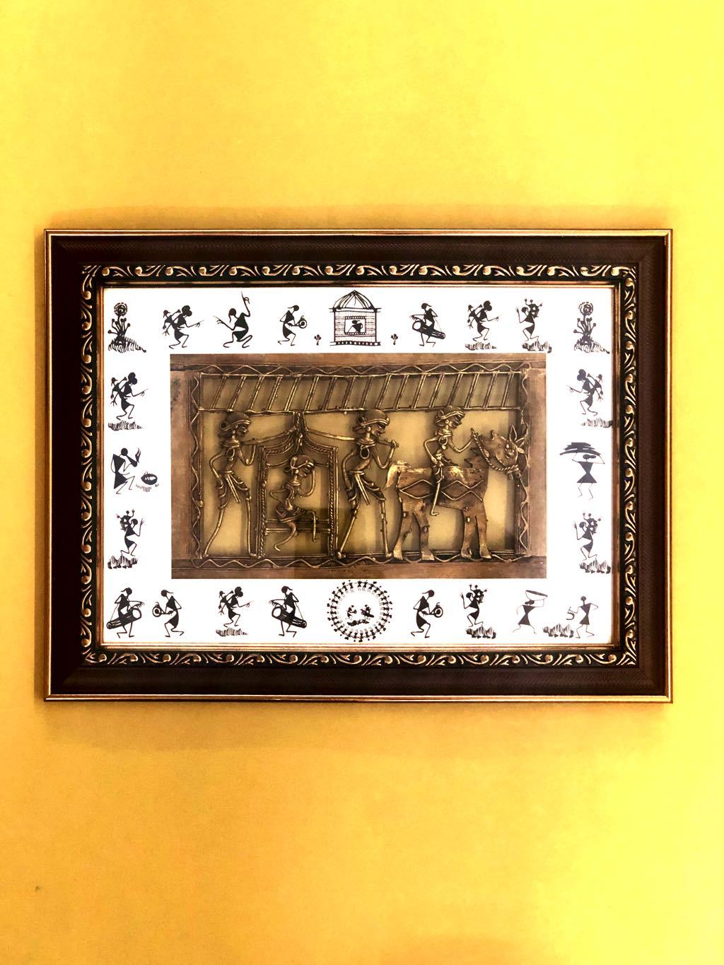 Villagers Carrying Lady In Palanquin Tribal Style Dhokra Art Tamrapatra