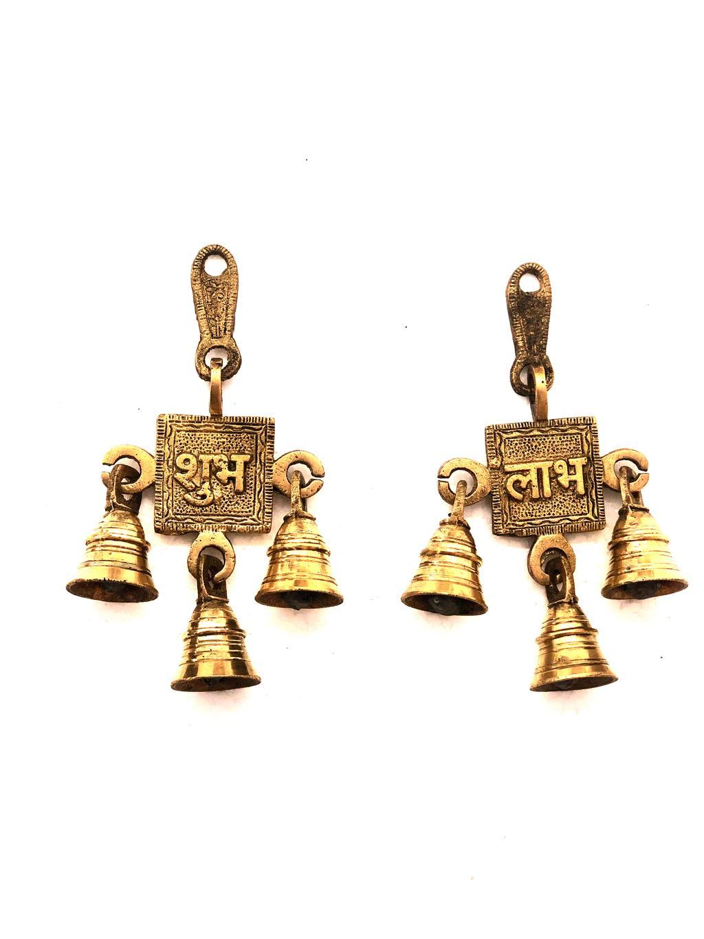 Shubh Labh Brass Wall Decor Unique Hanging Temple Room Tamrapatra - Tamrapatra