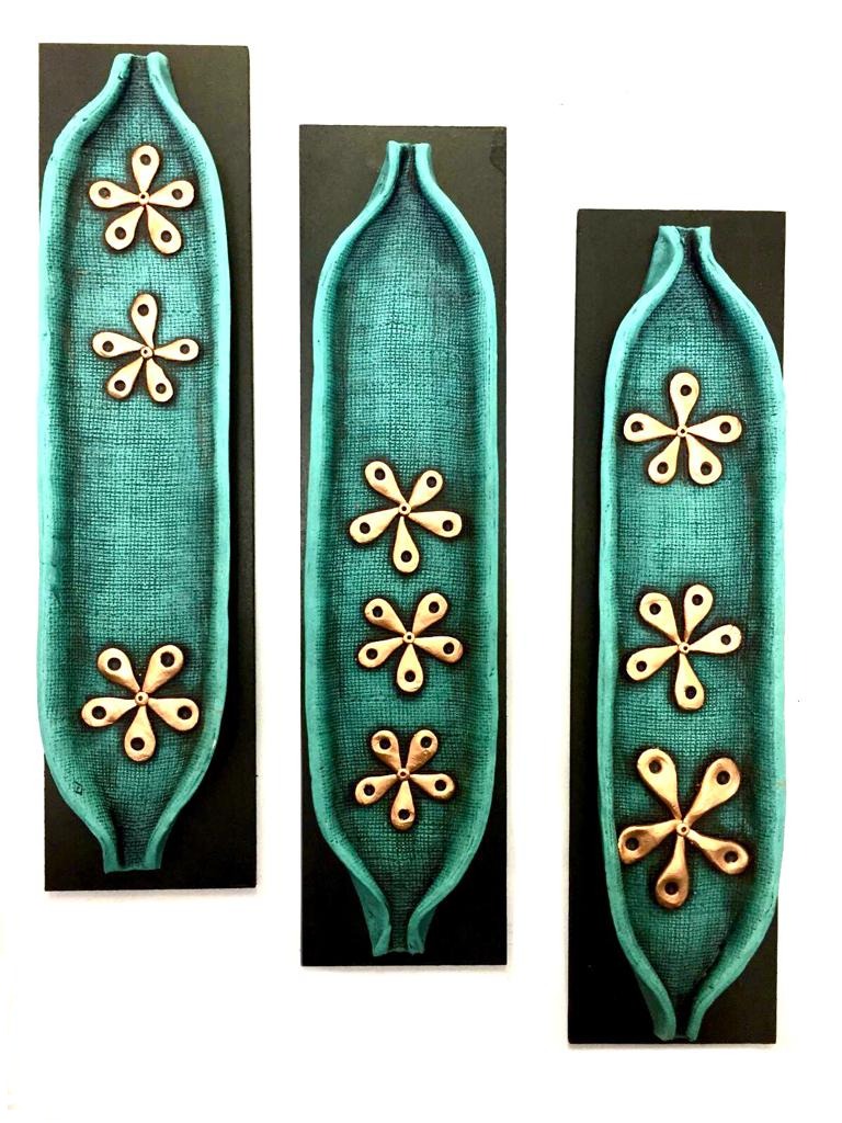 Marine Green Wall Terracotta Wall Hangings With MDF Petal Theme Tamrapatra