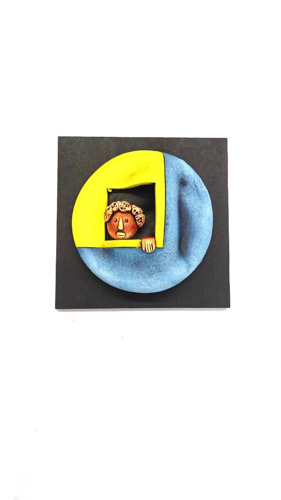 Terracotta Face Pots Lapis Blue With Yellow Combination Shades From Tamrapatra