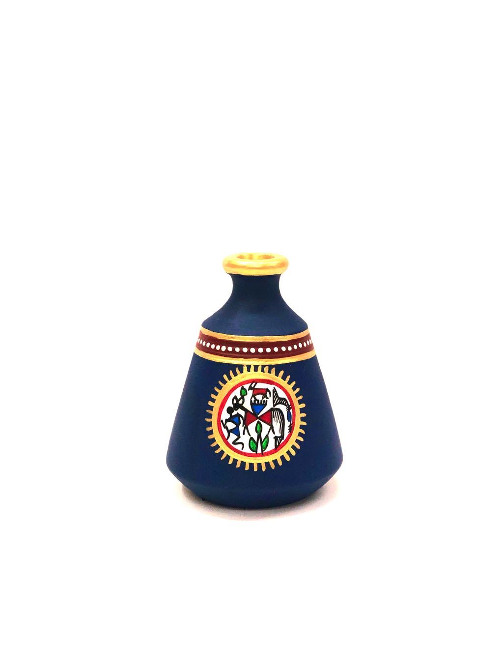 Terracotta Vase In Vibrant Blue Shades & Various Sizes From Tamrapatra