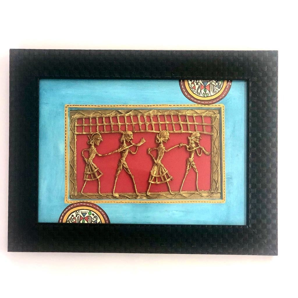 Attractive Bright Multi Color Hand Painted Warli Dhokra Frames By Tamrapatra - Tamrapatra