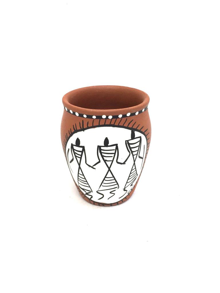 Large Kulhads Handmade Set Of 6 Traditional Cups Plain & Painted Tamrapatra