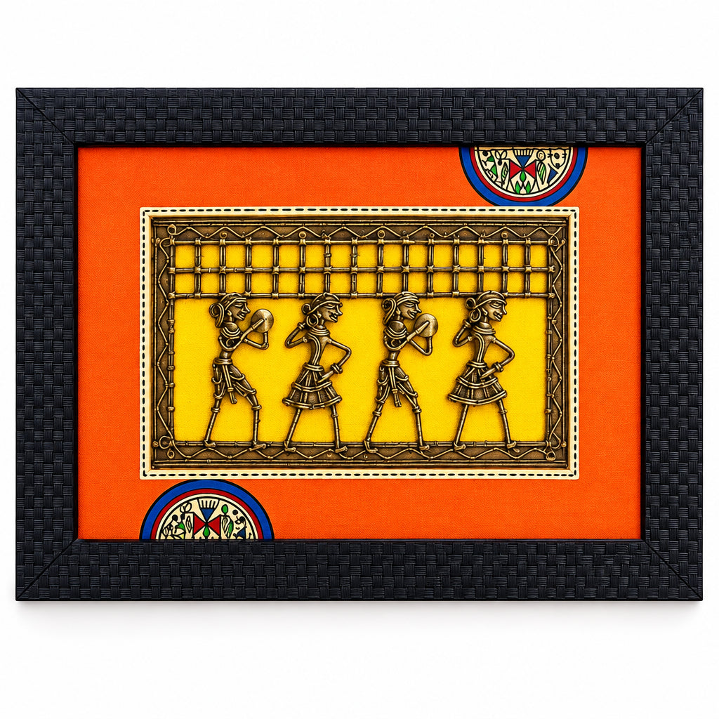 Attractive Bright Multi Color Hand Painted Warli Dhokra Frames By Tamrapatra - Tamrapatra