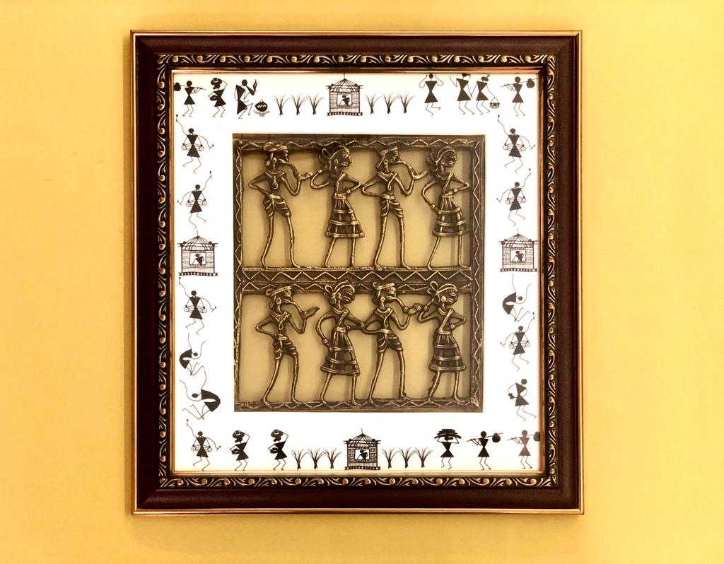 Tribal Dhokra Figures With Warli Art Frame Collection Defines Your Space Tamrapatra - Tamrapatra