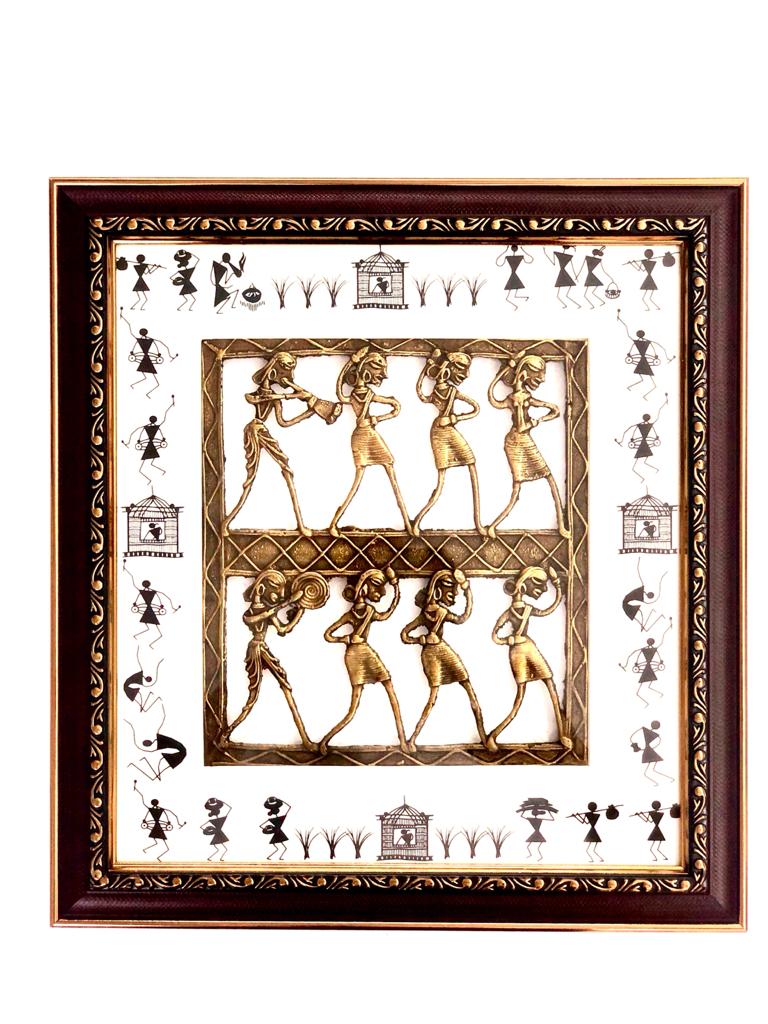 Tribal Dhokra Figures With Warli Art Frame Collection Defines Your Space Tamrapatra - Tamrapatra