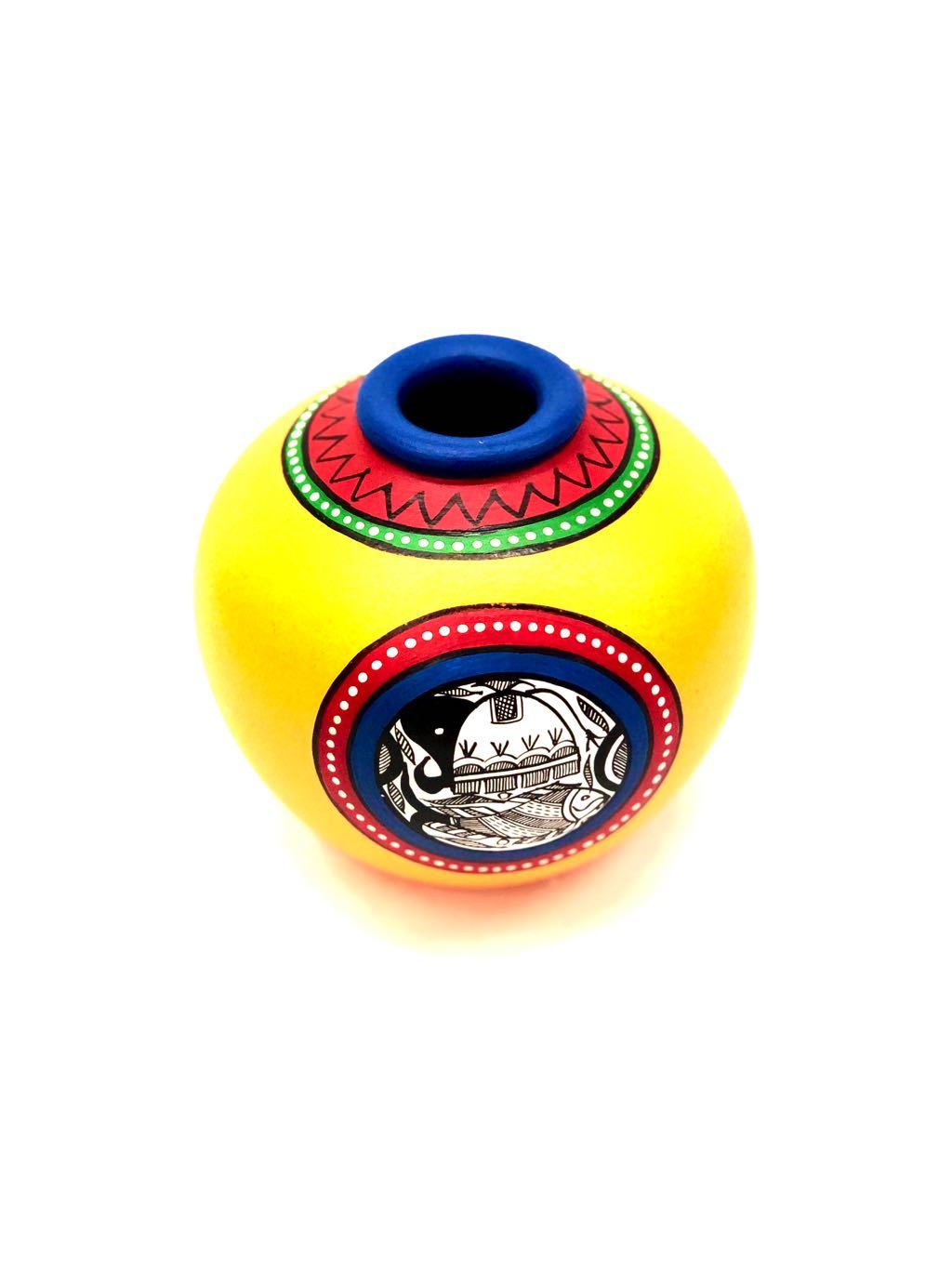 Matki Warli Style Pot Unparalleled Pottery Various Shades Tamrapatra - Tamrapatra