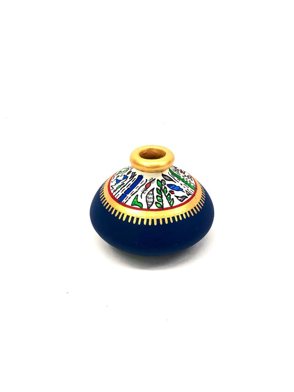 Terracotta Vase In Vibrant Blue Shades & Various Sizes From Tamrapatra