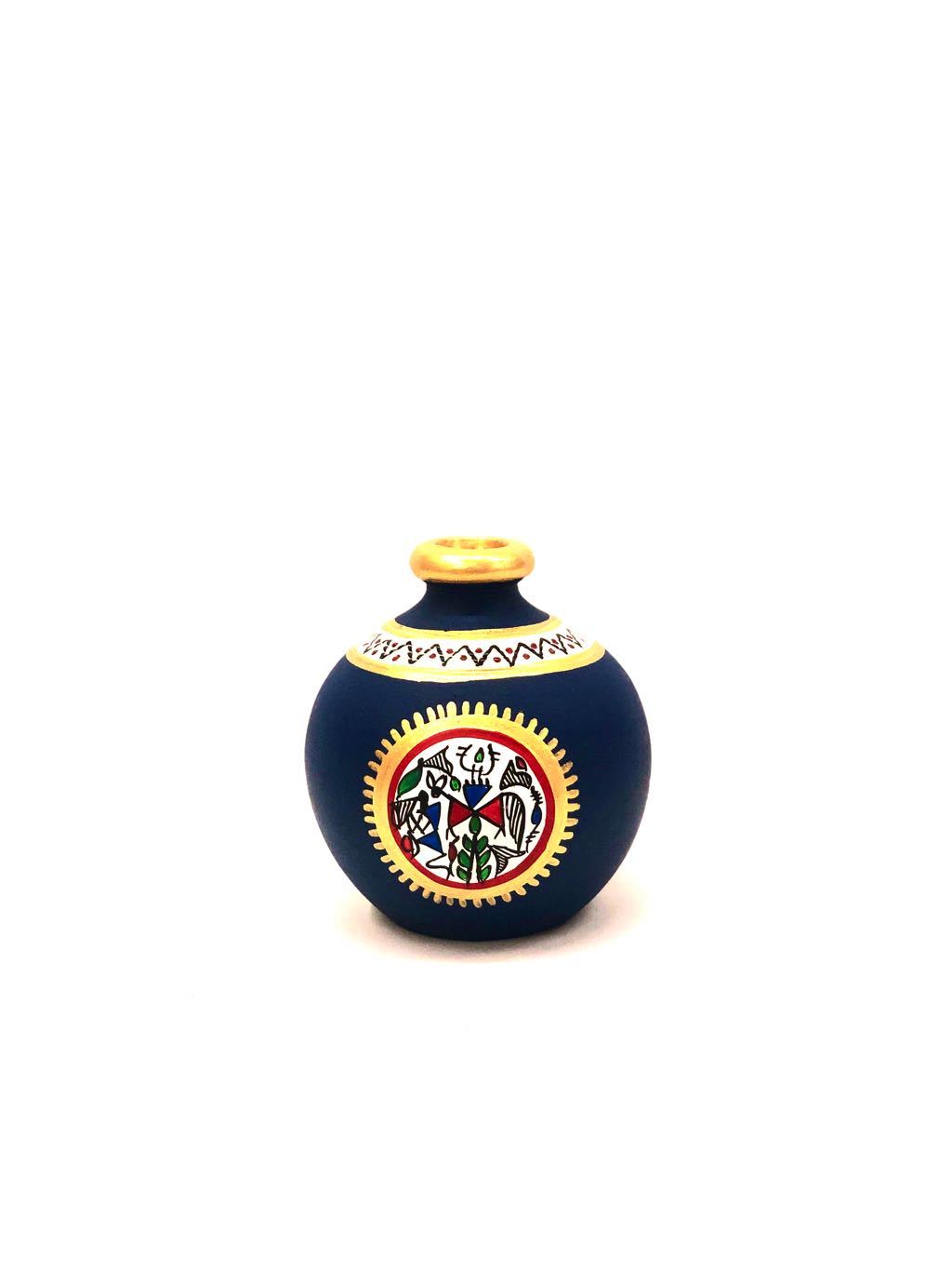 Terracotta Vase In Vibrant Blue Shades & Various Sizes From Tamrapatra