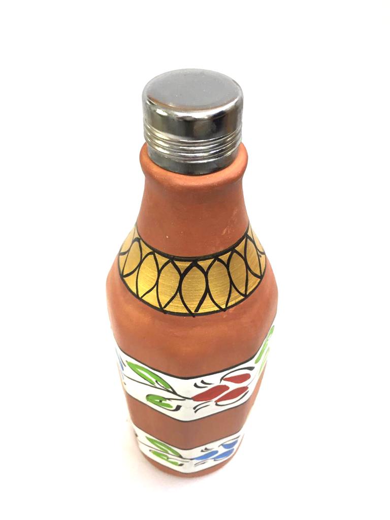 Hand Painted Pahal Bisleri Style Water Bottle With Easy Open Steel Lid Tamrapatra