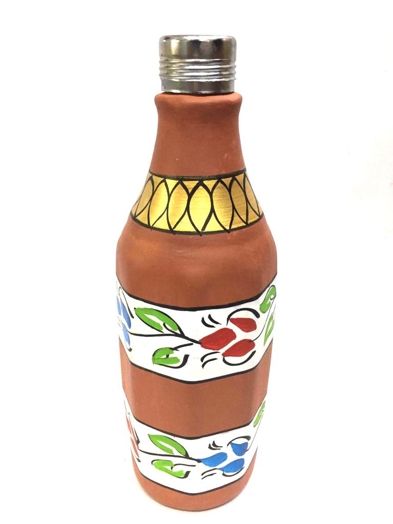 Hand Painted Pahal Bisleri Style Water Bottle With Easy Open Steel Lid Tamrapatra
