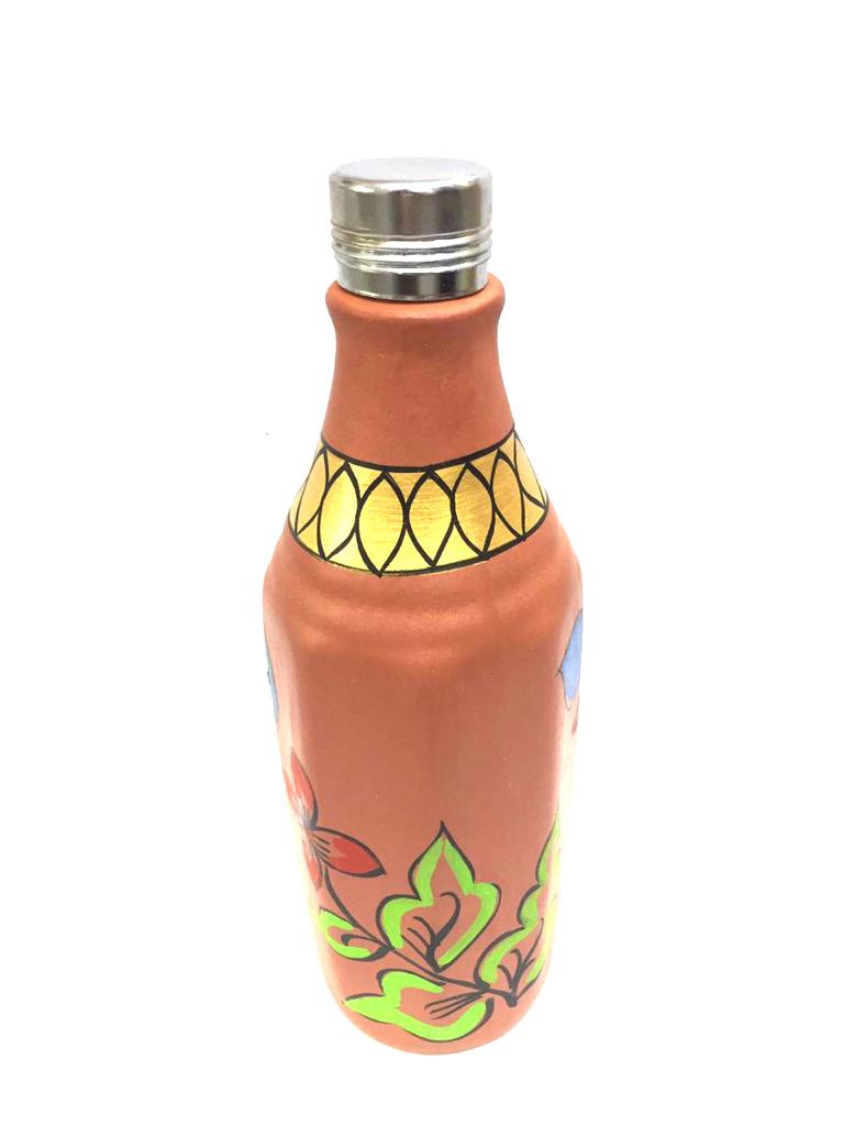 Hand Painted Pahal Bisleri Style Water Bottle With Easy Open Steel Lid Tamrapatra