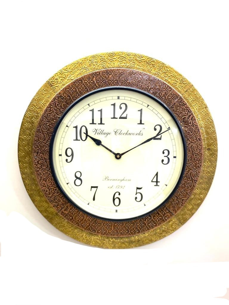 Metal & Wood Fusion Metal Clocks In Various Striking Design From Tamrapatra