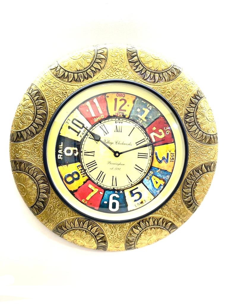 Metal & Wood Fusion Metal Clocks In Various Striking Design From Tamrapatra