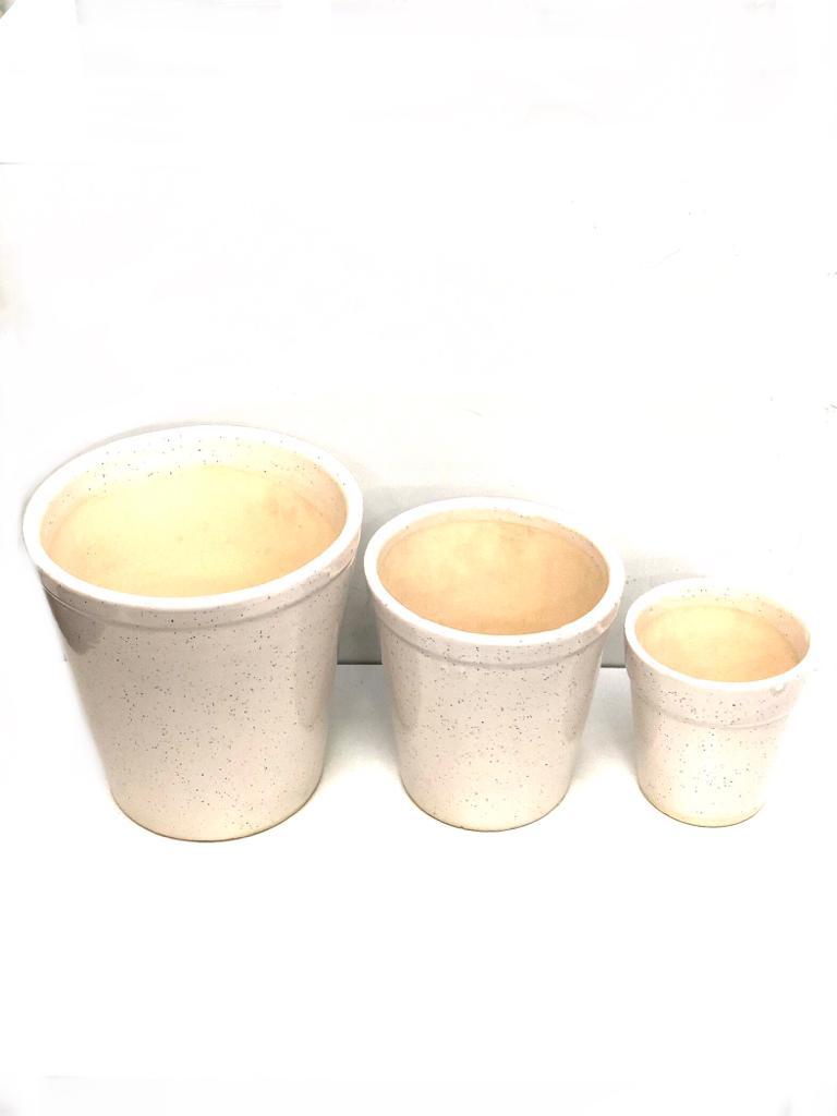 Ceramic Pots Bucket Set Of 3 For Natural Plants Outdoor Decoration Tamrapatra