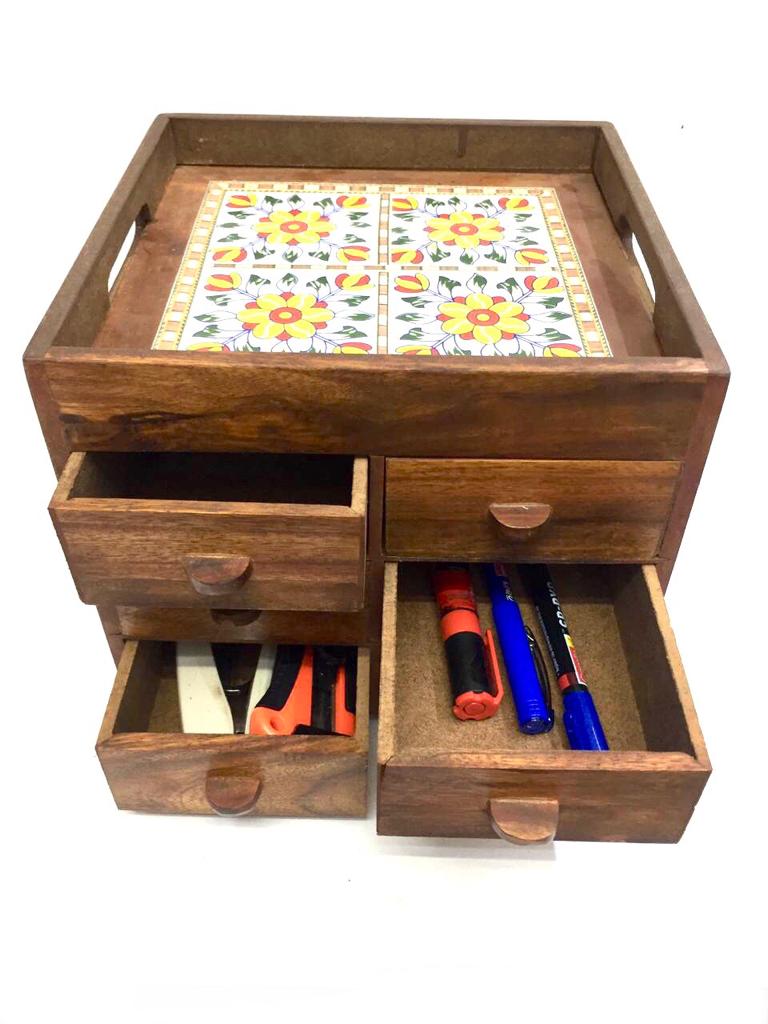 Wooden Try Platters Serving For Dinning Table With Storage From Tamrapatra