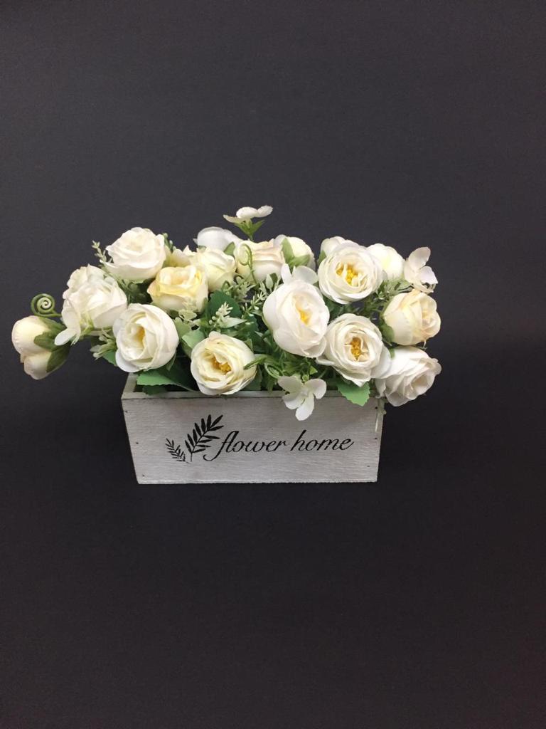 Flower Home With Exclusive Colorful Flowering Plants In Wood Box Tamrapatra