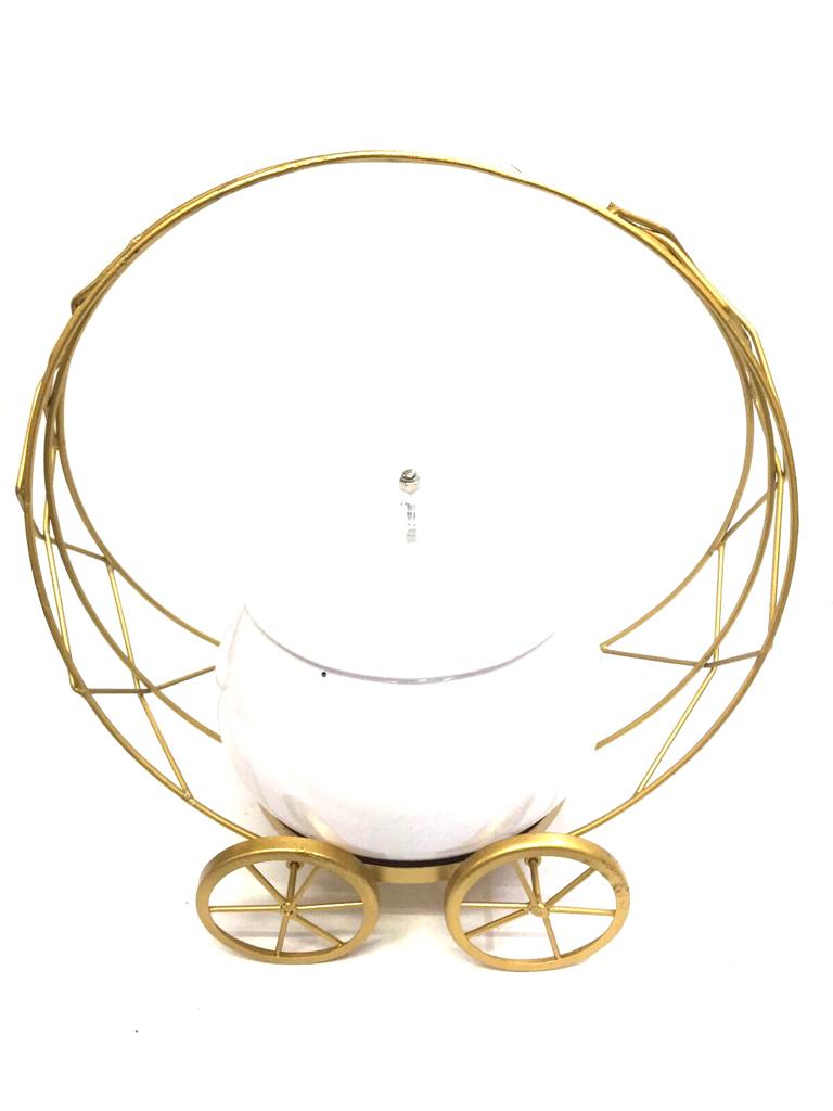 Moving Cart With Storage Container With Lid Handcrafted From Metal Tamrapatra