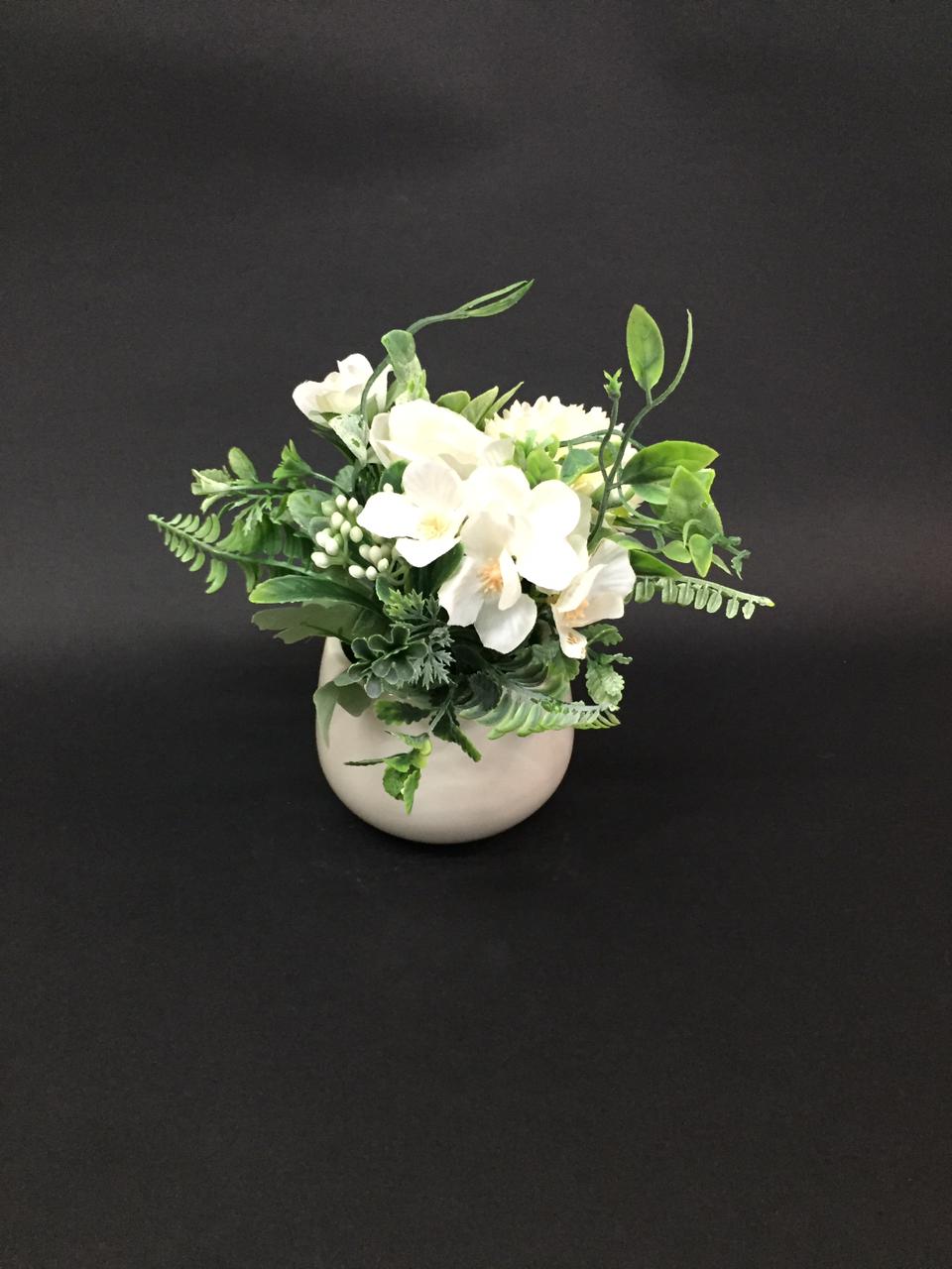 Glossy White Ceramic Pot Flower & Plant Indoor Decoration New By Tamrpatra