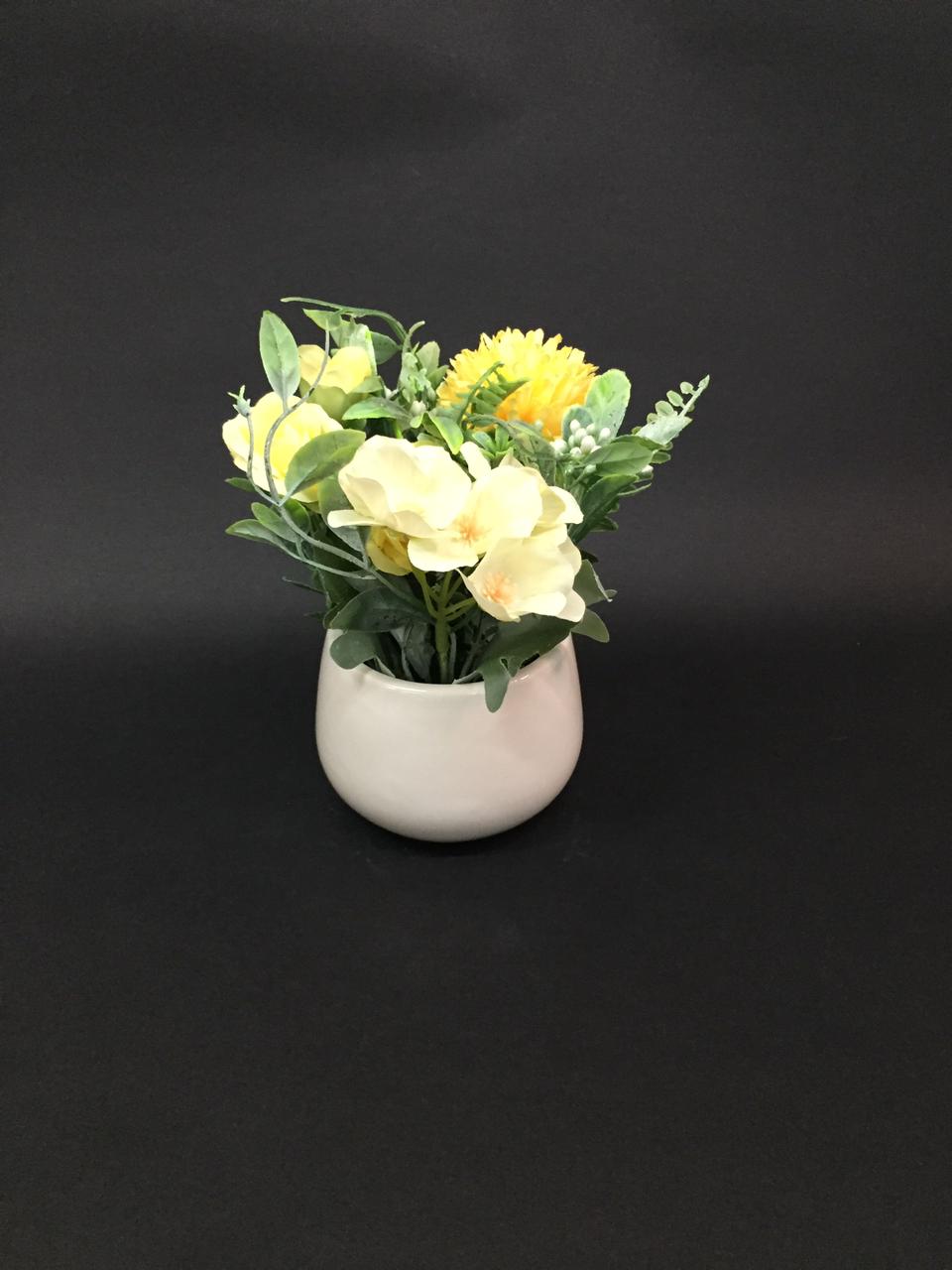 Glossy White Ceramic Pot Flower & Plant Indoor Decoration New By Tamrpatra