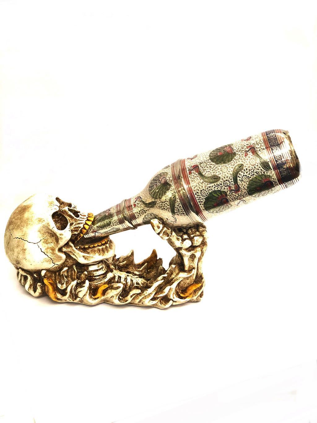 Skull Decor Bottle Holder Rare Master Showpiece Resin Art & Crafts By Tamrapatra