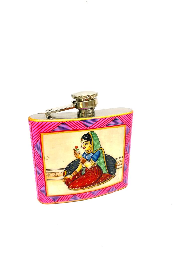 Wine Flask In Royal Hand Painting Indian Heritage Souvenir Gifts By Tamrapatra