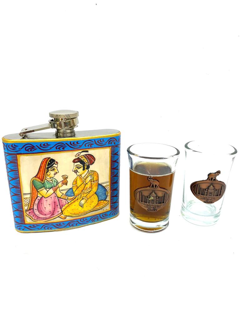 Wine Flask In Royal Hand Painting Indian Heritage Souvenir Gifts By Tamrapatra