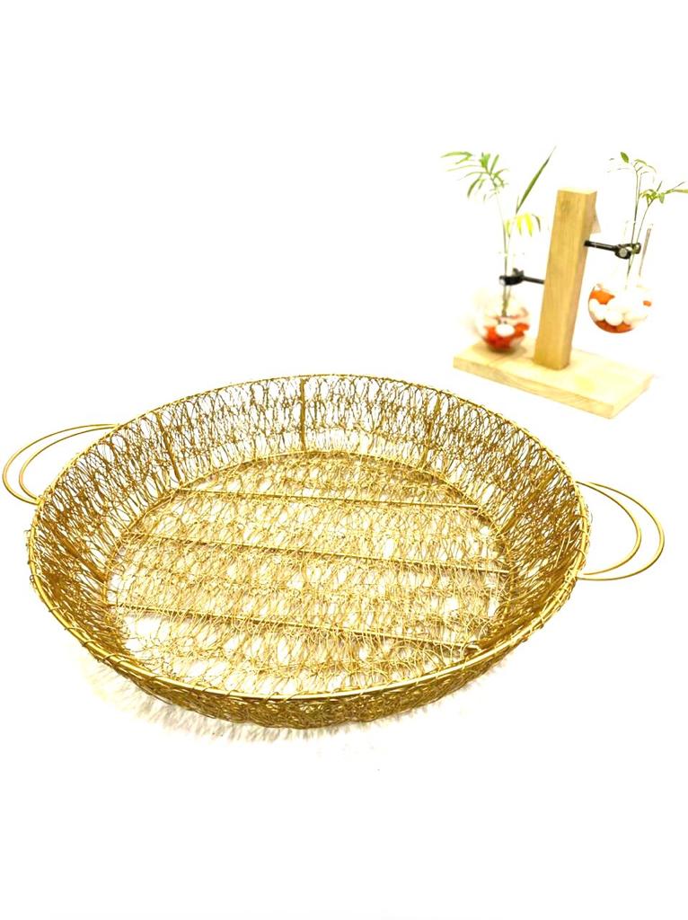 Wire Round Basket Round Tapered Jali Style  Exclusive Kitchen Décor Tamrapatra