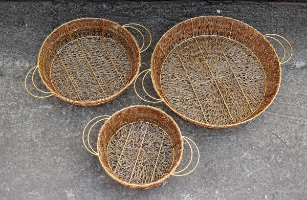 Wire Round Basket Round Tapered Jali Style  Exclusive Kitchen Décor Tamrapatra