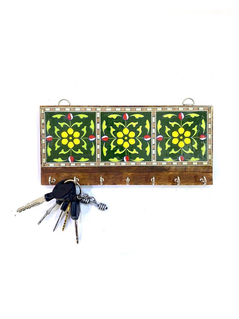 Blue Pottery Tiles Key Holder In Eccentric Designs Exclusive Art From Tamrapatra