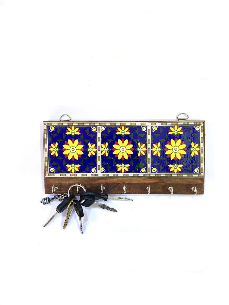 Blue Pottery Tiles Key Holder In Eccentric Designs Exclusive Art From Tamrapatra