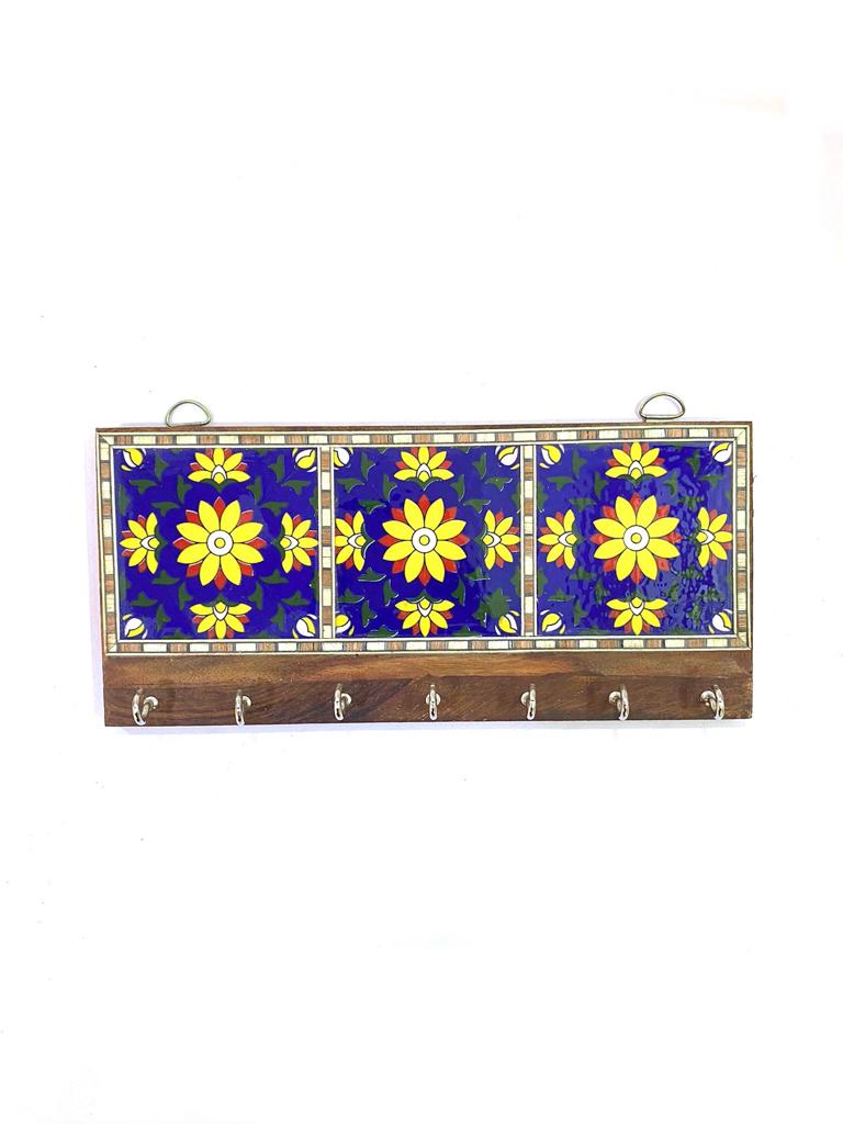 Blue Pottery Tiles Key Holder In Eccentric Designs Exclusive Art From Tamrapatra