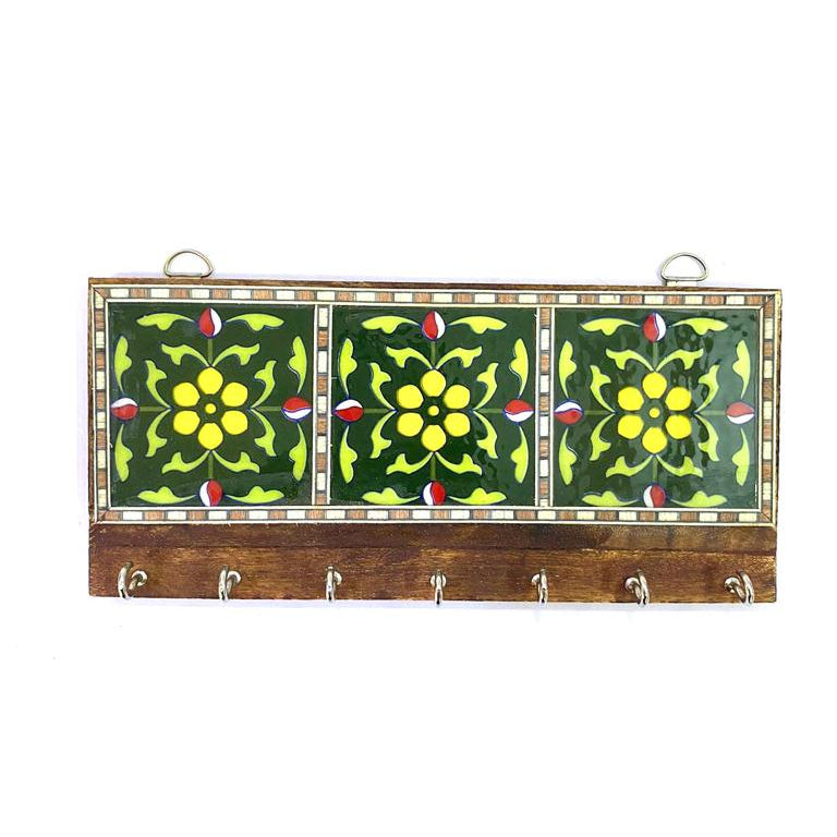 Blue Pottery Tiles Key Holder In Eccentric Designs Exclusive Art From Tamrapatra - Tamrapatra