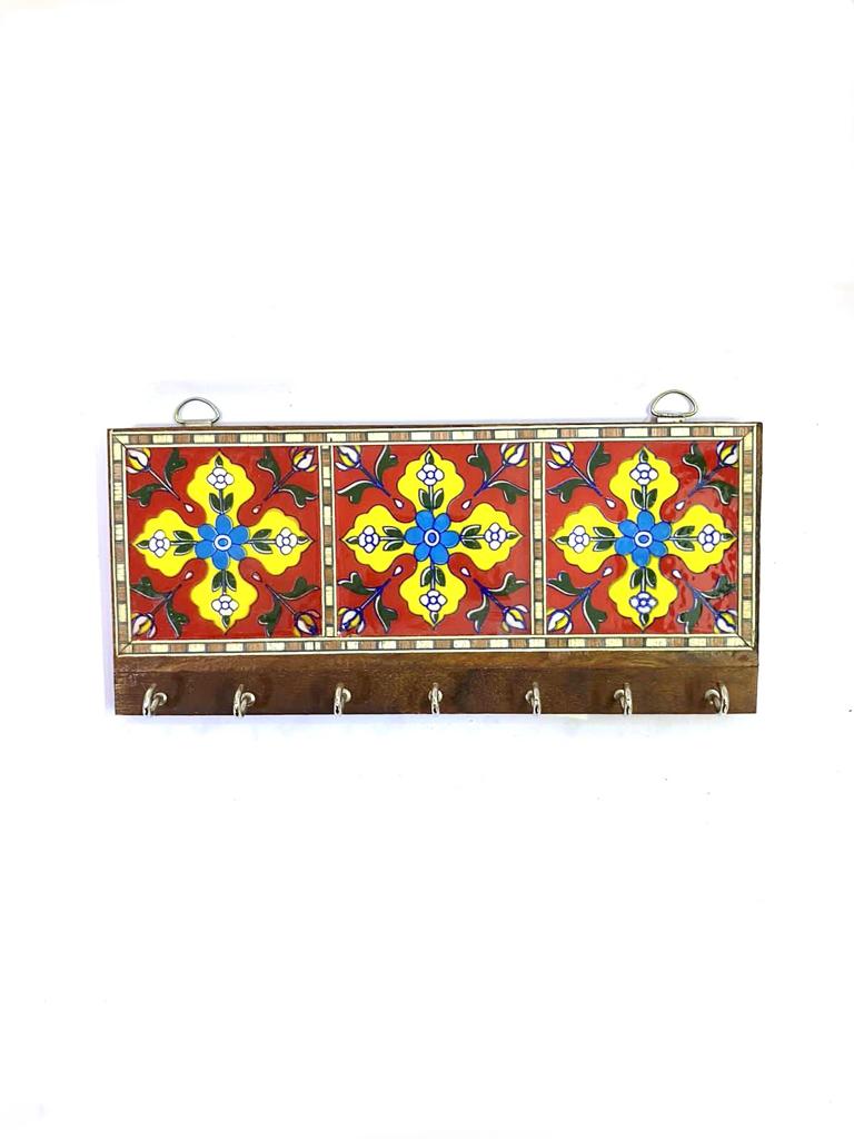 Blue Pottery Tiles Key Holder In Eccentric Designs Exclusive Art From Tamrapatra
