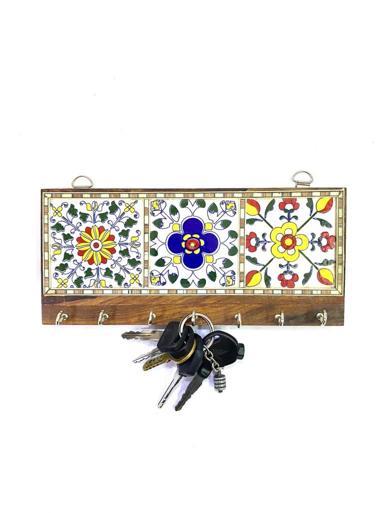 Blue Pottery Tiles Key Holder In Eccentric Designs Exclusive Art From Tamrapatra