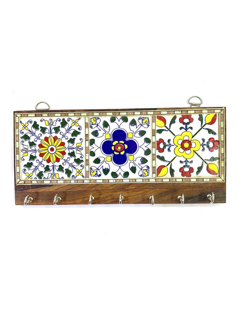 Blue Pottery Tiles Key Holder In Eccentric Designs Exclusive Art From Tamrapatra
