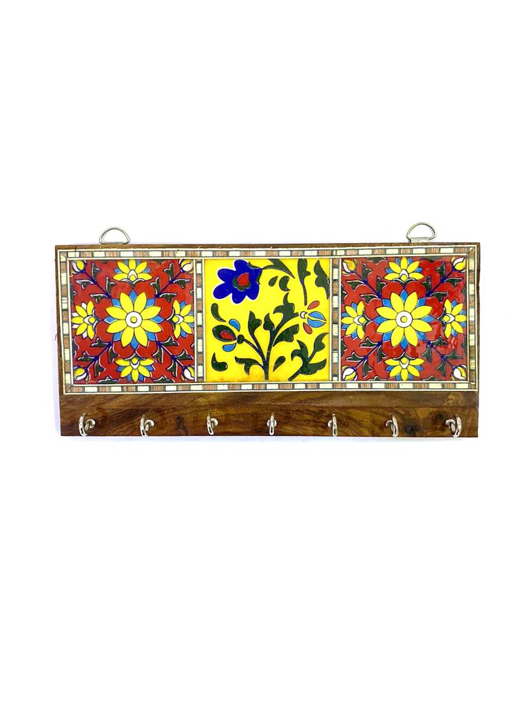 Blue Pottery Tiles Key Holder In Eccentric Designs Exclusive Art From Tamrapatra