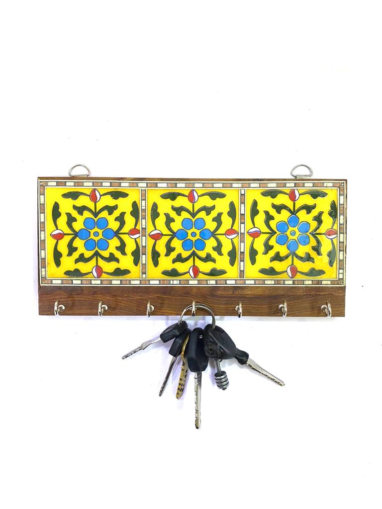 Blue Pottery Tiles Key Holder In Eccentric Designs Exclusive Art From Tamrapatra