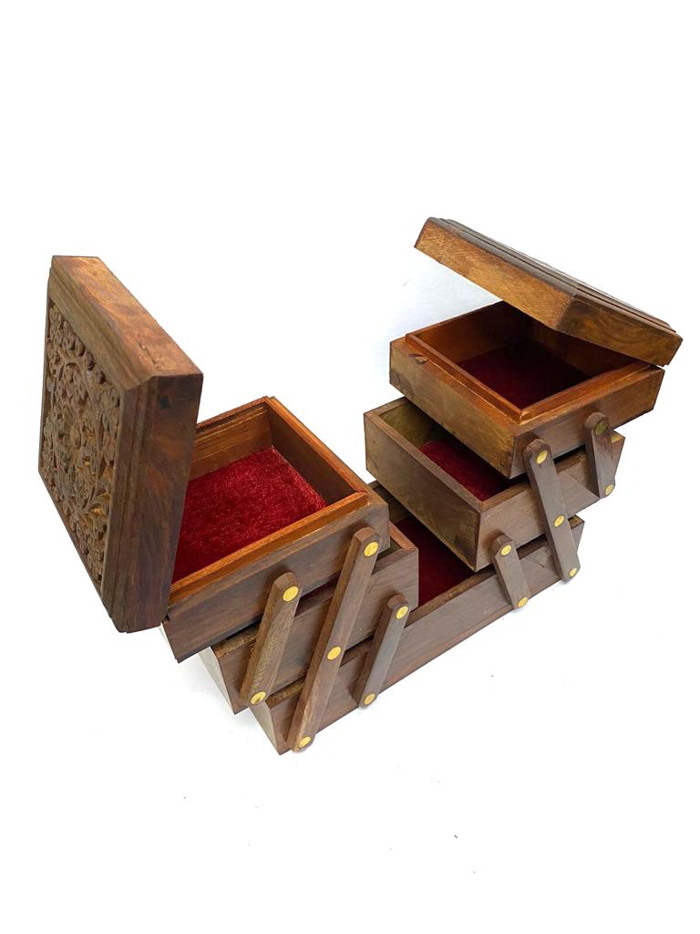 Wooden Carving Storage Box Jewelry Unique Way To Showcase By Tamrapatra