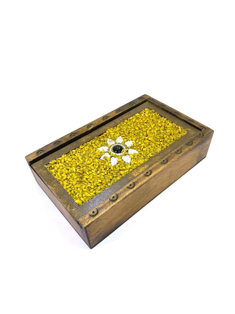 Sliding Jewelry Box Storage With Stone Decoration On Top Exclusively At Tamrapatra