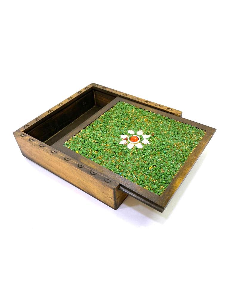 Sliding Jewelry Box Storage With Stone Decoration On Top Exclusively At Tamrapatra
