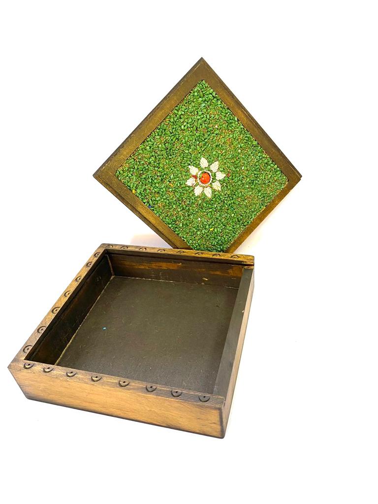 Sliding Jewelry Box Storage With Stone Decoration On Top Exclusively At Tamrapatra