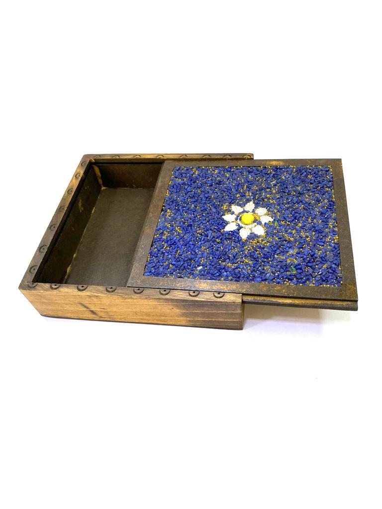 Sliding Jewelry Box Storage With Stone Decoration On Top Exclusively At Tamrapatra