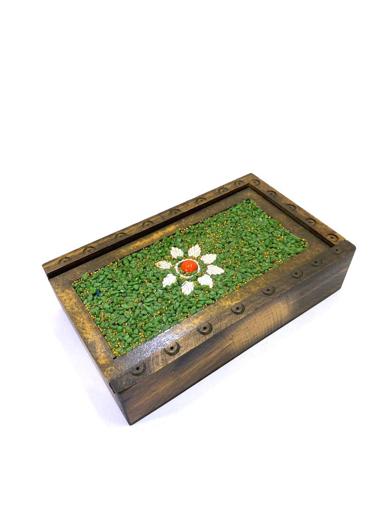 Sliding Jewelry Box Storage With Stone Decoration On Top Exclusively At Tamrapatra