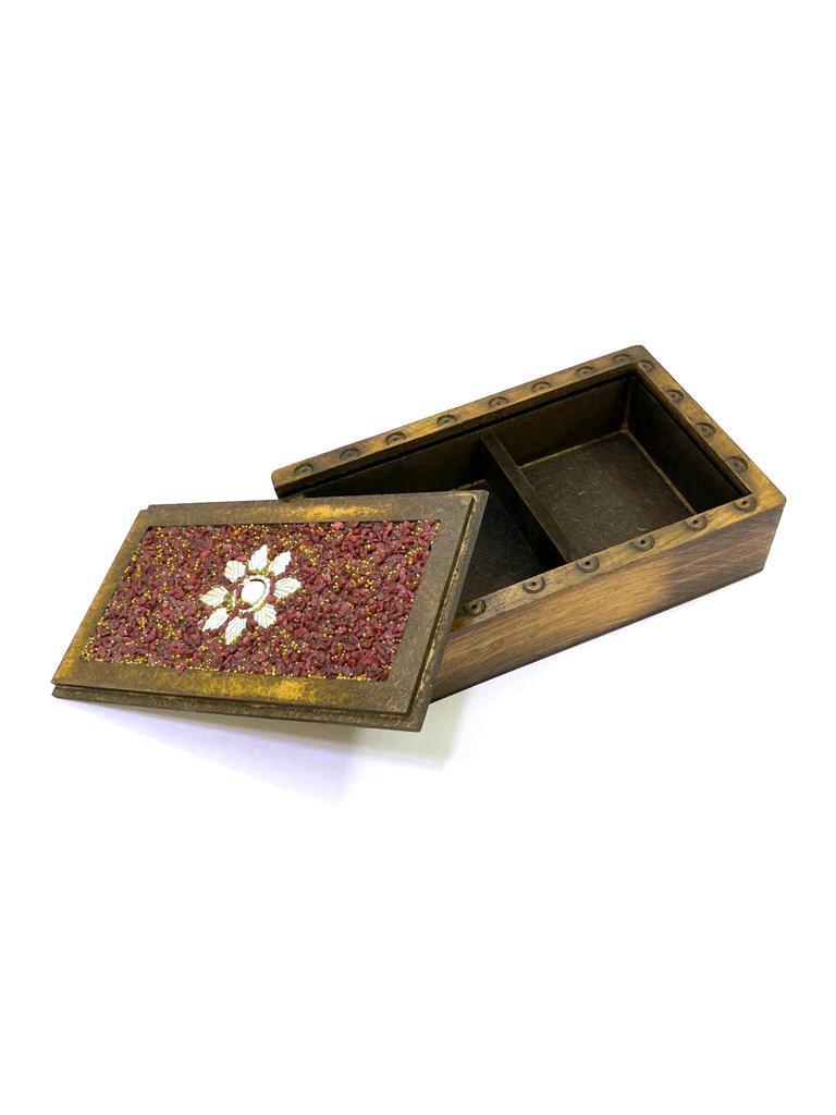 Sliding Jewelry Box Storage With Stone Decoration On Top Exclusively At Tamrapatra