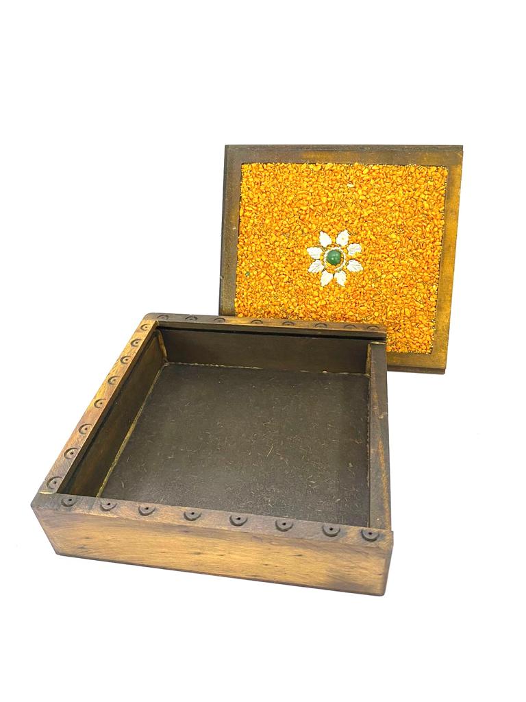 Sliding Jewelry Box Storage With Stone Decoration On Top Exclusively At Tamrapatra